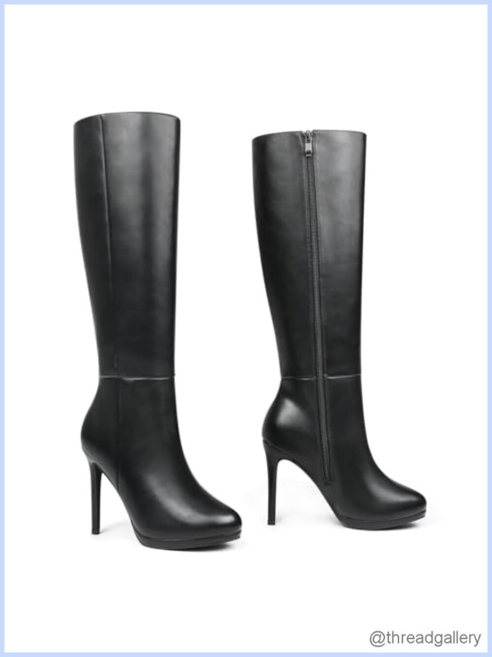 Women's Platform Stiletto Knee High Boots Faux Leather
